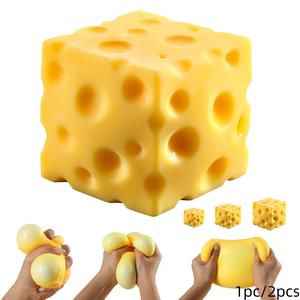 Cheese Shaped Squishy Toy, Soft and Elastic Stress Relief Toy, Easter Gift Basket and Sock Present, Sensory Pressure Release Ball, Squishy Sensory Play