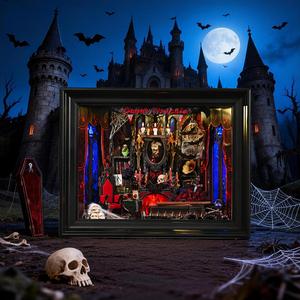 Book Nook Set, Adult-Designed 3D Wooden Jigsaw Puzzle Bookshelf Mini Set, Decorative Bookends, Small House Gift (count Dracula)