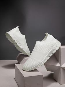 Men's Solid Color Breathable Mesh Sneakers, Casual Comfortable Sports Running Shoes, Male All-match Round Toe Shoes for Daily Wear