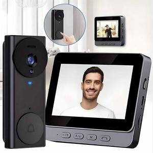 Smart Wireless Video Doorbell Camera, Rechargeable 4.3 Inch IPS Screen Wireless Video Doorbell Camera, Two-way Voice Doorbell with Accessories