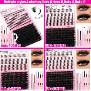 YIDUO Lashes Clusters Kit Bottom Lashes with Spikes 60D/80D/100D Cluster Eyelash Extensions Kit 10-120mm D Curl Volume Manga DIY Individual Strips Lashes Thick with Lash Bond and Seal Tweezers Remover Salon Look at Home | DIY Eyelashes Kit