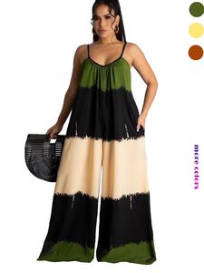 Women's Colorblock Cami  Jumpsuit, Casual Sleeveless Jumpsuit for Summer, Women's Clothing for Daily Wear