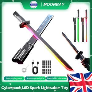 UK SELLER Cyberpunk Light-Up Toy - Sound & Fog Effects, 8-Color RGB Lighting, USB-C Rechargeable for Cosplay, Festivals & Room Display