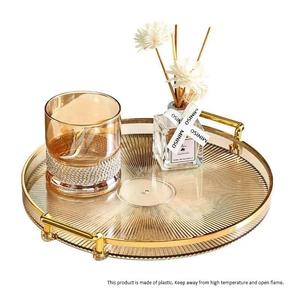 1 PC Round Tray, Multifunctional Decorative Round Tray with Handle, Bread Fruit Dessert Snack Tray, Ideal for Kitchen Organization, Party Serving and Display