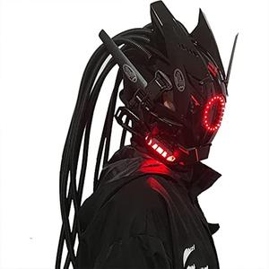 Punk Style LED Light Up Hair Braid Mask, Battery Powered Cosplay Mask with LED Lights, Men Gifts Fashionable Mask for Festive Party Graduation Halloween Cosplay(without Battery)