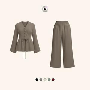 Lace Up Detail Two Piece Trouser Set