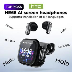 Htc Ne68 Wireless BT-compatible Headphones with Translation APP, BT-compatible 6.0, LED Touch Screen, Ideal for Learning, Work, Travel