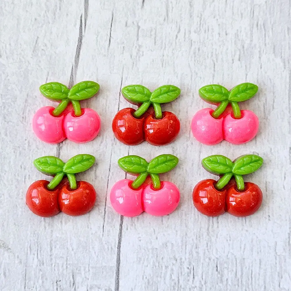 Kawaii Crafts Cute Red & Pink Fruit Cherries Resin Flatback Charms