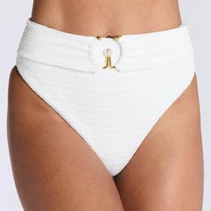 Boux Avenue Mirada Crinkle High Waist Bikini Bottoms Pearl Detail Swim Briefs
