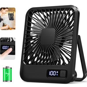 Portable USB Rechargeable Fan, 180° Tilt Folding Personal Fan with Power Display, 5 Speeds Ultra Quiet Table Fan for Desktop, Home, Travel