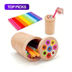 Wooden Montessori Stick Toy, 1 Set Colorful Hand-eye Coordination Classification Teaching Toy, Hands-on Ability Training for Kids, Christmas Sale Tiktok Shop, Thanksgiving, Chrismats Gift Set, Stocking Filler, Christmas Gift