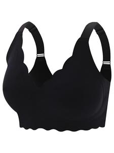 【Plus Size】 Solid Color Push Up Bra, Women's Removable Pad Bra, Soft Comfy Breathable Lingerie for Daily Wear, Underwear