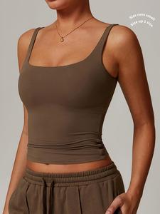 Women's Solid Sports Bra, Breathable Comfortable Sports Vest with Removable Chest Pad, Ladies Sportswear for Indoor Outdoor Wear
