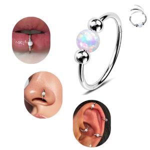 Dainty Opal Ball Nose Ring Helix Piercing Lip Hoop Earrings for Women 20G