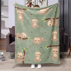 Cute Sloth Pattern Blanket, 1 Count Soft Comfortable Throw Blanket, Multifunctional Napping Blanket for Home Office Travel Camping