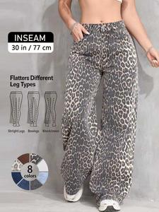 Women's High Waist Loose Fit Denim Jeans, American Retro Style, Zipper Fly Closure, Fall & Winter Fashion, Comfortable Cotton Fabric