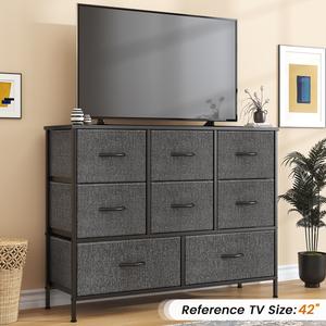 Glowlite Chest of Drawers, Large Dressers with Metal Frame and MDF Wooden Top Board, Adjustable Feet, Anti-Tip Safety, Storage Unit with 8 Drawers for Bedroom, Living Room, Closet, Office