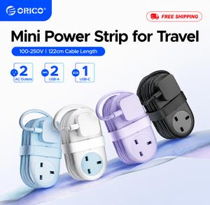 Travel Power Strip, Compact & Colorful  UK Plug with 2 Outlets,Free Shipping, 3 USB Ports (1 TYPE-C), 4FT Wrapped Cord, Compact & Cruise Approved – AP3