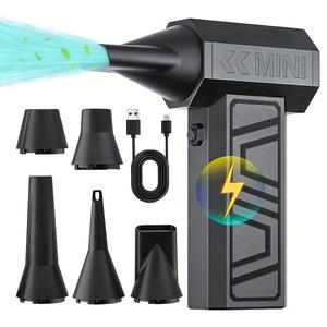 4-Speed Adjustable Electric Turbo Blow Jet Fan, Handheld Cordless Blower, with 130000RPM Speed, Air Duste & Cleaning Tool, 5 Outlet Nozzles, Type-C USB Rechargeable for Portable Use in Car, Home, Computer Keyboard - Ideal for Snow Removal, Dust Cleaning