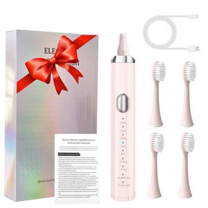 Electric Toothbrush Set, 1 Set Rechargeable Smart Sonic Toothbrush with 4 Counts Replacement Brush Heads, Portable Electric Toothbrush for Home & Travel
