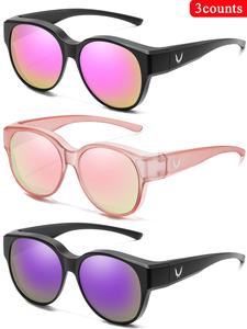 3 Piece Set Fit over Glasses for Women & Men, Comfortable Wear, Casual Eyewear, Tinted Lenses, Uv400 Protection, All Seasons