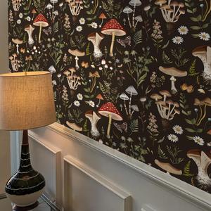 Mushroom & Plants Pattern Wall Sticker, 1 Count Self Adhesive Waterproof Wall Paper, Removable Peel and Stick Wall Decal for Living Room Bedroom, Decorative, Home, Interior