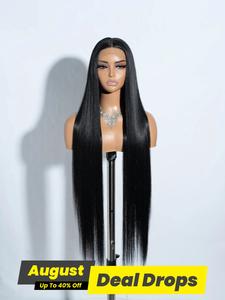 38 Inch Long Straight Lace Front Wigs for Women, Gorgeous Fluffy Wigs without Bangs, Glueless Straight Wig, Synthetic Heat Resistant Fiber Pre Plucked Hairline Wigs for Party, Daily Use, Black Glueless HD Wigs