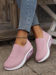 Women's Mesh Breathable Lightweight Athletic Walking Shoes, Casual Comfortable Non-slip Sneakers, All-match Slip-on Shoes for Daily Wear, Trainer