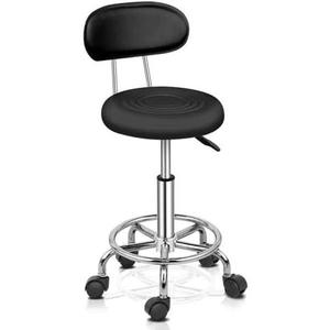Bonnlo Adjustable Rolling Swivel Stool, Hydraulic Heavy Duty Drafting Chair Stool with Backrest, for Salon Office Therapist Beauty Spa Hairdressing Tattoo, 360-Degree Rolling Wheel, Black