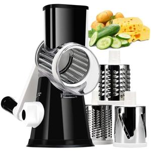 3 in 1 Multifunctional Rotary Cheese Grater, Manual Vegetable Slicer for Carrot Cucumber Potato, Kitchen Gadgets, Valentine's Day Gift
