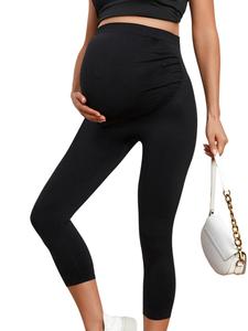 Women's Minimalist Solid Maternity Leggings, Plain High Waist Skinny Pants, Seamless Leggings for Pregnancy Daily Wear, Fashion Casual Maternity Bottoms for Women Lady