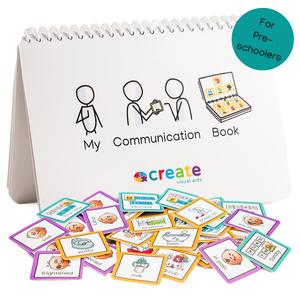 Create Visual Aids A5 Communication Book for Preschoolers & Toddlers, 6 Resources & 34 Removable Symbols, Non-Tear & Waterproof, for Autism & ADHD