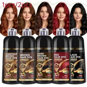 500ml 7-in-1 Hair Color Shampoo｜Family Size｜Colors, Cleanses & Nourishes in One Step｜Gentle Herbal Formula for Shine & Vibrant-Looking Hair｜5 Shades: Black, Brown, Dark Brown, Chestnut Brown, Red