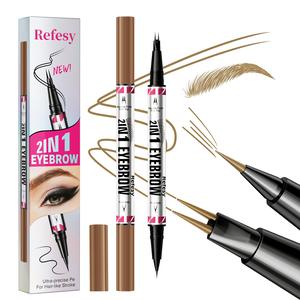 [Only £4.99!!!] Curved Eyebrow Pen - Microblading, Liquid, 2-in-1 Dual-Ended with Micro-Fork-Tip Applicator, Waterproof and Long Lasting Makeup (New and old packaging will be shipped at random)