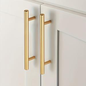 20pcs Brushed Gold Stainless Steel Arc Cabinet Handles  Modern Drawer Pulls, Includes Screws, Easy Installation, Length 150mm