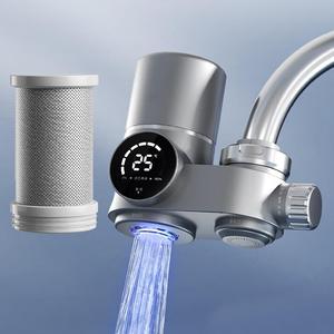 Faucet Mounted Water Filter, LED Sink Filter with 1 Cartridge, Tap Water Filter for Standard Faucets, Modern Household Kitchen Appliances, Home