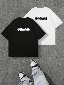 Men's Letter Print Round Neck Tee, Loose Casual Short Sleeve Crew Neck T-shirt for Summer, Fashion Men's Top for Daily Wear