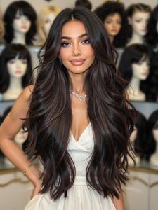 26 Inch No Bangs Long Curly Full Head Wig, Synthetic Wavy Wig, Natural Everyday High Temperature Fiber, Suitable for Women