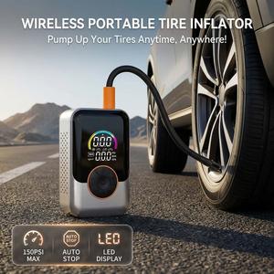 Portable Tire Inflator Pump, Wireless Car Air Compressor, USB Charging, LED Light, Digital Pressure Gauge, Storage Bag, Bike, Motorcycle, Ball, Balloon, Emergency Car Accessories, Automotive Tire Inflator, Tyre Inflator