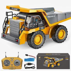 Simulation Remote Control Alloy Dump Truck Toy (1 Set), Including 1pc Car & 1pc Remote Control & 1pc USB Charging Cable & 1pc Screwdriver, Realistic Sound & Light Dump Truck Car Toy for Kids