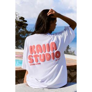 Kaiia Bubble Graphic Oversized T-Shirt Vanilla & Coral