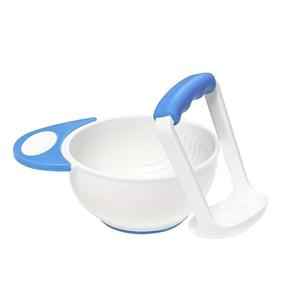 2 in 1 Baby Feeding Bowl with Manual Food Grinder, 1 Count Baby Food Fruit Puree Maker, Baby Nursing Food Milk Refill Bowl Cutlery