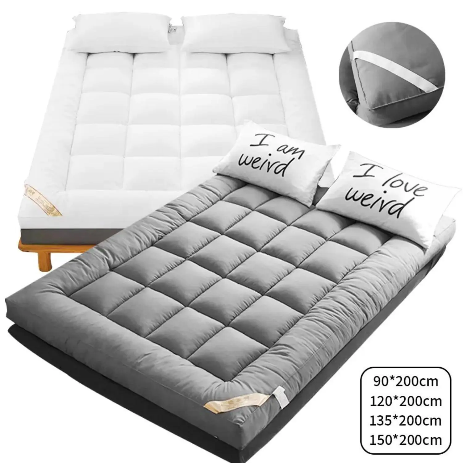 Extra Thick Mattress Topper 10cm Deep Hotel Quality Thickness With Elasticized Corners | Soft & Comfy Box Stitched Hotel Quality Breathable Noiseless Washable Anti Slip Fluffy Mattress Topper Supersoft Heavy Fill- Stitched and Elasticated Corner Strap uk