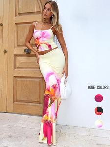 Women's Floral Print Cami Top & Skirt Two-piece Set, Casual Sleeveless Top & Skirt for Summer, Ladies Clothes for Beach Holiday Vacation, Matching Clothing Set Women, Cute Summer Outfit