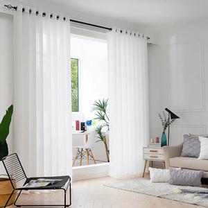 Solid Color Window Curtain, 2pcs Modern Simple Window Screen, Window Drapes for Home Living Room Bedroom