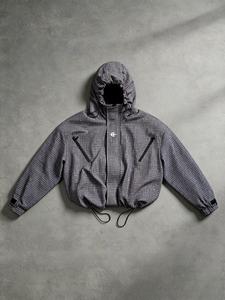Vintage Plaid Functional Hooded Jacket, Casual Style Outerwear, Windproof Waterproof Quick-Dry, Loose Shoulder Fit, American Retro Style, Spring Fall Outdoor Commute Essential