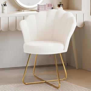 Accent Chair Modern Occasional Tub, Chair Dressing Chair for Home, petal backrest armchair with metal legs gold, up to130 KG Load Capacity Grey
