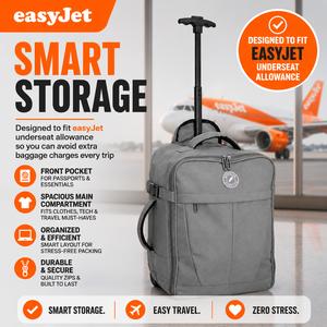 WOW Travel Underseat Cabin Bag 45x36x20 EasyJet Approved Trolley Case Lightweight Cabin Luggage Fits Under Seat No Baggage Fees