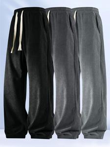 Men's Solid Corduroy Pants, Casual Comfy Loose Straight Leg Trousers for Spring & Fall, Men's Bottoms for Daily Wear