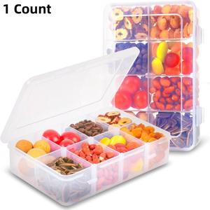 8 Compartment Snack Box Container, 1 Count Adjustable Compartment Reusable Food Fruit Storage Box, Food Storage Container for Home Kitchen Office Outdoor Picnic